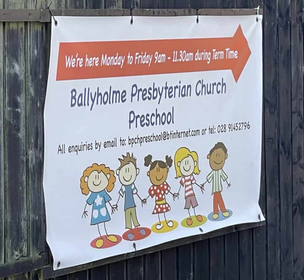Ballyholme Presbyterian Church preschool sign